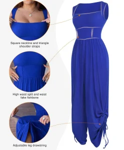 Shapewear Square Neck Tummy Control Wide Leg Jumpsuit
