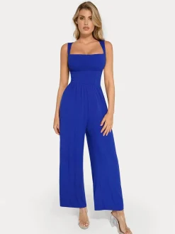 Shapewear Square Neck Tummy Control Wide Leg Jumpsuit