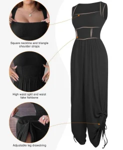 Shapewear Square Neck Tummy Control Wide Leg Jumpsuit