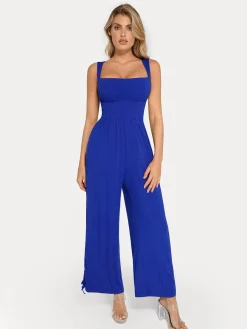 Shapewear Square Neck Tummy Control Wide Leg Jumpsuit