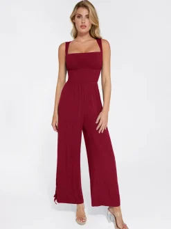Shapewear Square Neck Tummy Control Wide Leg Jumpsuit