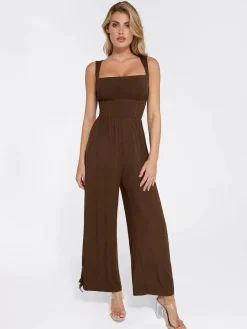 Shapewear Square Neck Tummy Control Wide Leg Jumpsuit