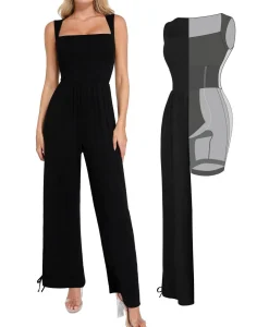 Shapewear Square Neck Tummy Control Wide Leg Jumpsuit