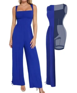Shapewear Square Neck Tummy Control Wide Leg Jumpsuit