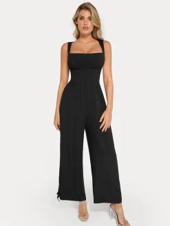 Shapewear Square Neck Tummy Control Wide Leg Jumpsuit