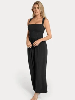 Shapewear Square Neck Tummy Control Wide Leg Jumpsuit
