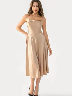 Shapewear Strappy Cowl Neck Fit & Flare Midi Dress
