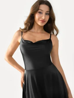 Shapewear Strappy Cowl Neck Fit & Flare Midi Dress