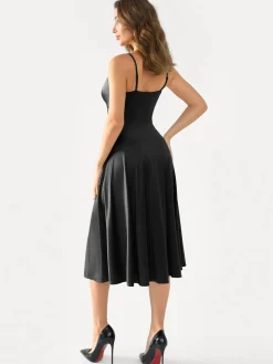 Shapewear Strappy Cowl Neck Fit & Flare Midi Dress