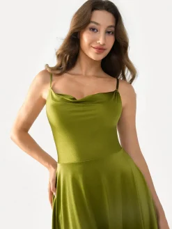 Shapewear Strappy Cowl Neck Fit & Flare Midi Dress