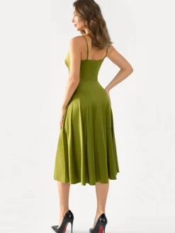 Shapewear Strappy Cowl Neck Fit & Flare Midi Dress