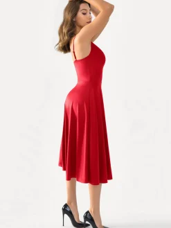 Shapewear Strappy Cowl Neck Fit & Flare Midi Dress