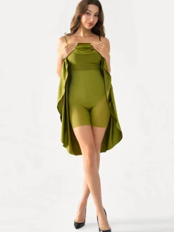 Shapewear Strappy Cowl Neck Fit & Flare Midi Dress
