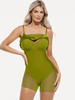 Shapewear Strappy Cowl Neck Tummy Control Flare Dress