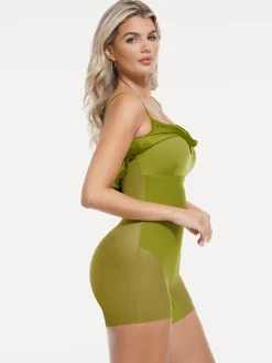 Shapewear Strappy Cowl Neck Tummy Control Flare Dress