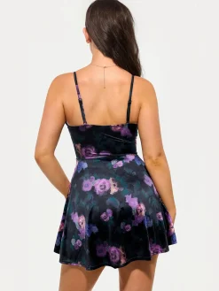 Shapewear Strappy Cowl Neck Tummy Control Flare Dress