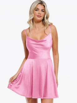 Shapewear Strappy Cowl Neck Tummy Control Flare Dress