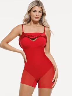 Shapewear Strappy Cowl Neck Tummy Control Flare Dress