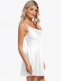 Shapewear Strappy Cowl Neck Tummy Control Flare Dress