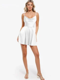 Shapewear Strappy Cowl Neck Tummy Control Flare Dress
