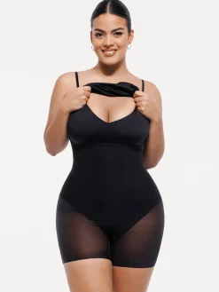 Shapewear Strappy Cowl Neck Tummy Control Flare Dress