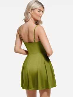 Shapewear Strappy Cowl Neck Tummy Control Flare Dress