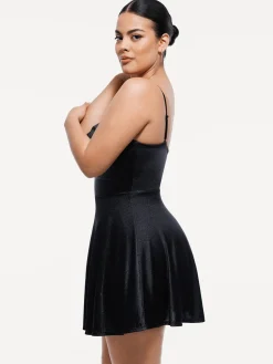 Shapewear Strappy Cowl Neck Tummy Control Flare Dress
