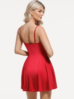 Shapewear Strappy Cowl Neck Tummy Control Flare Dress