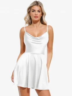 Shapewear Strappy Cowl Neck Tummy Control Flare Dress