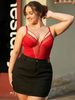 Shapewear Strappy Tummy Control Lace Inset Bodysuit