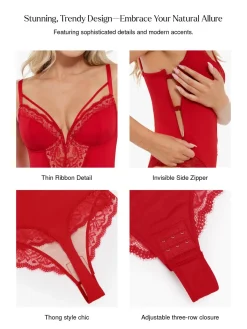 Shapewear Strappy Tummy Control Lace Inset Bodysuit