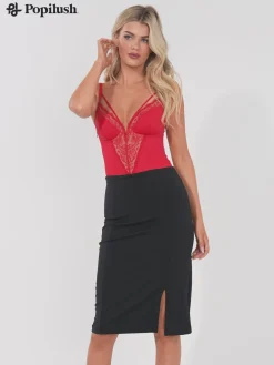 Shapewear Strappy Tummy Control Lace Inset Bodysuit