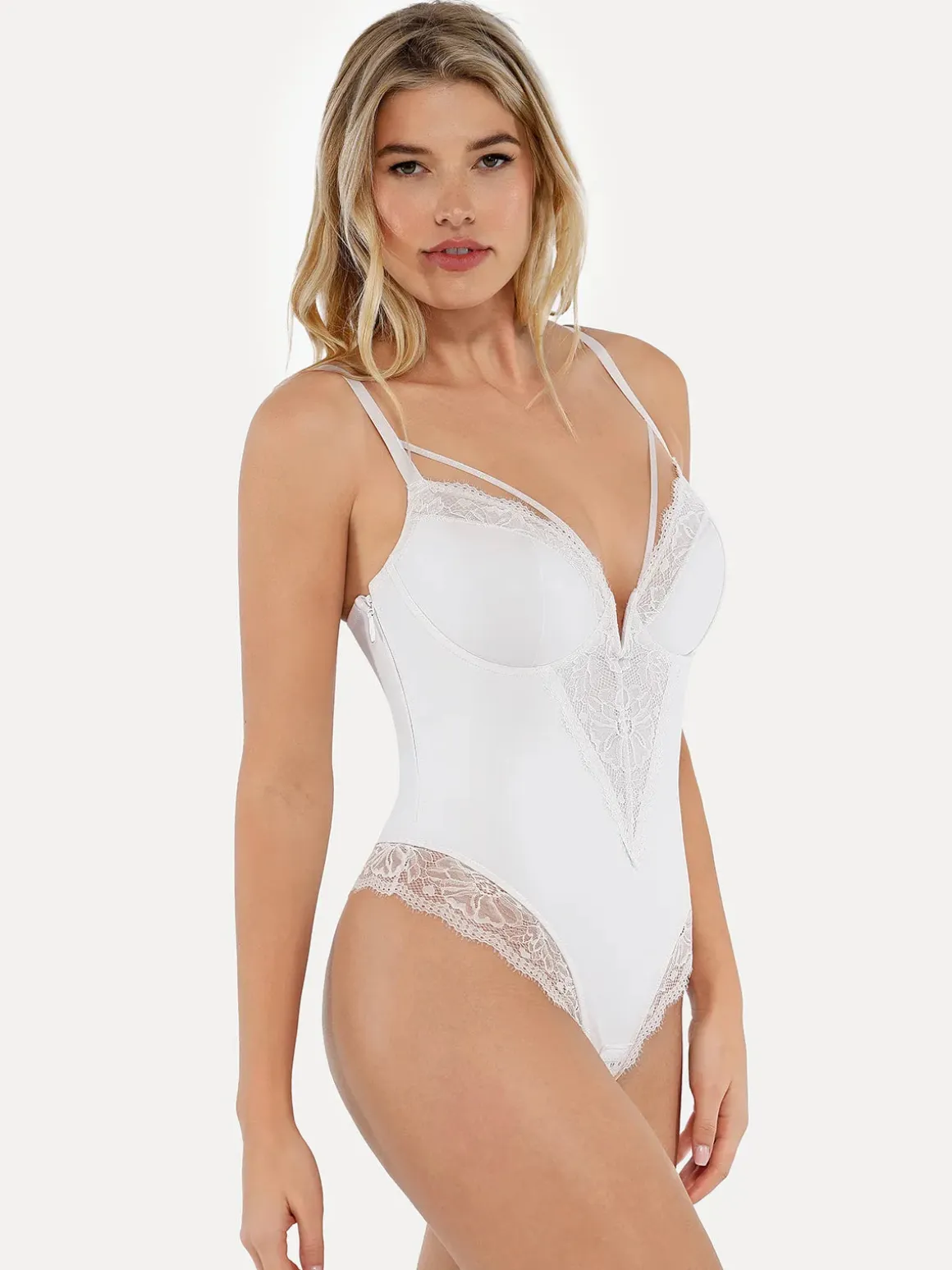 Shapewear Strappy Tummy Control Lace Inset Bodysuit