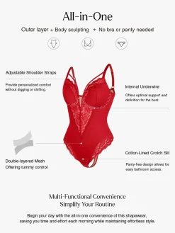 Shapewear Strappy Tummy Control Lace Inset Bodysuit