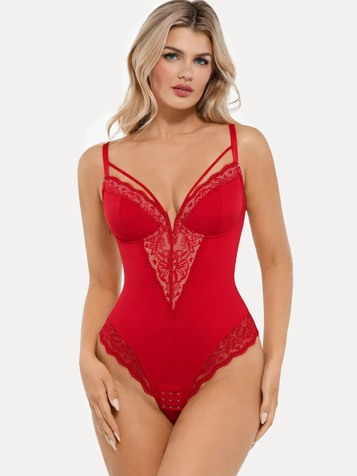 Shapewear Strappy Tummy Control Lace Inset Bodysuit