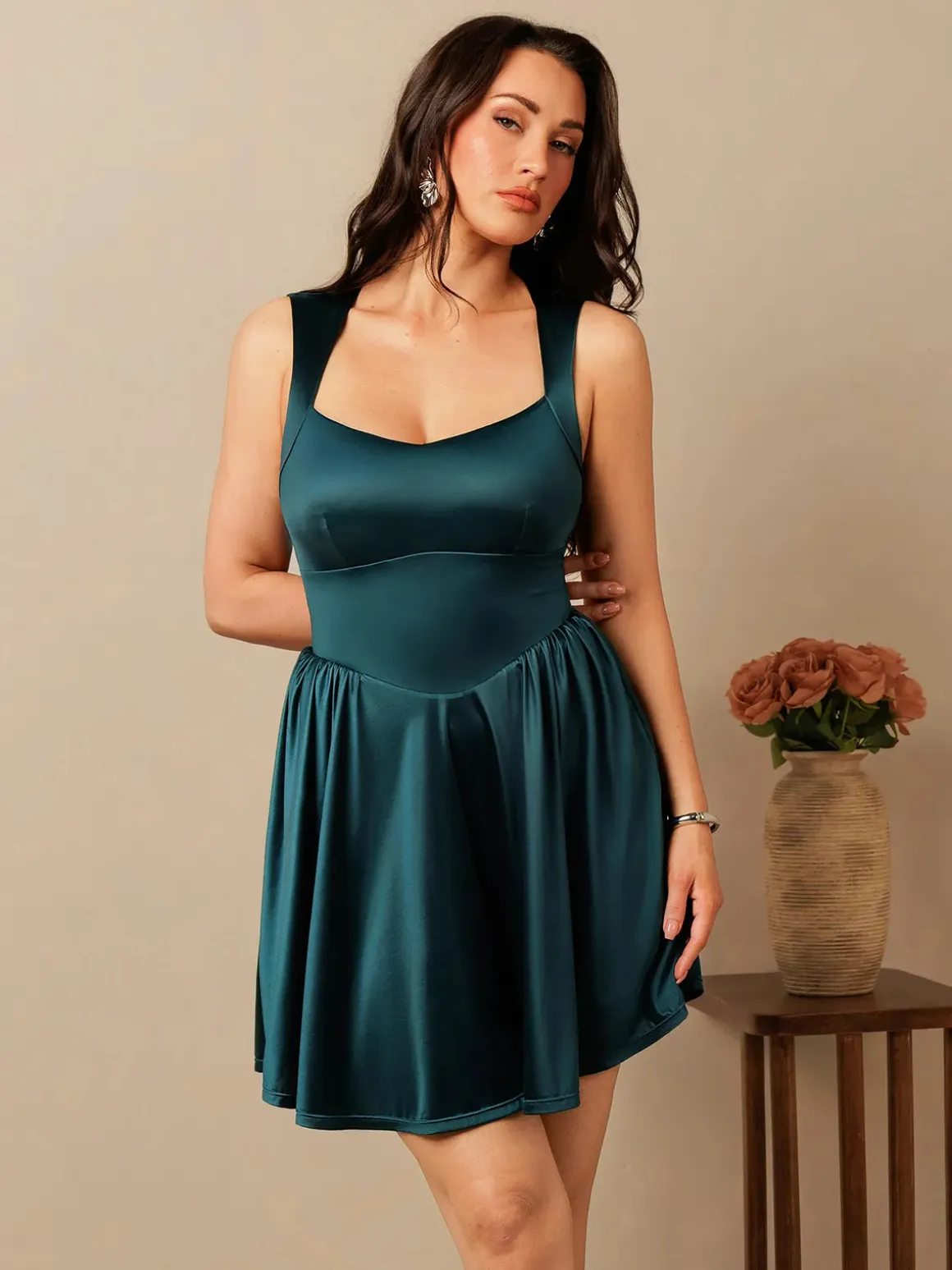 Shapewear Sweetheart Neckline Fit & Flare Mini Dress