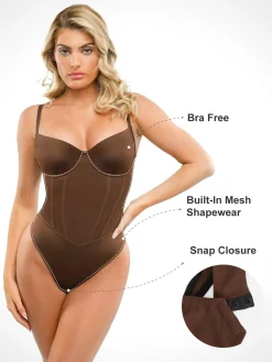 Shapewear Tummy Control Corset Thong Bodysuit