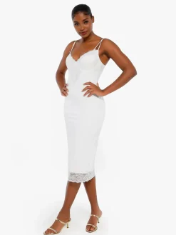 Shapewear Tummy Control Lace Inset Midi Dress