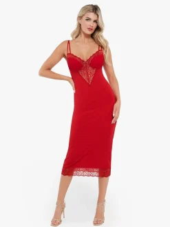 Shapewear Tummy Control Lace Inset Midi Dress