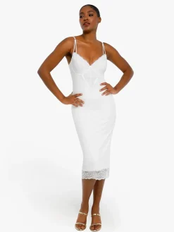 Shapewear Tummy Control Lace Inset Midi Dress