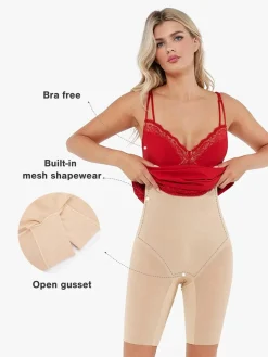 Shapewear Tummy Control Lace Inset Midi Dress