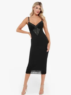 Shapewear Tummy Control Lace Inset Midi Dress