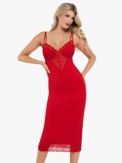Shapewear Tummy Control Lace Inset Midi Dress