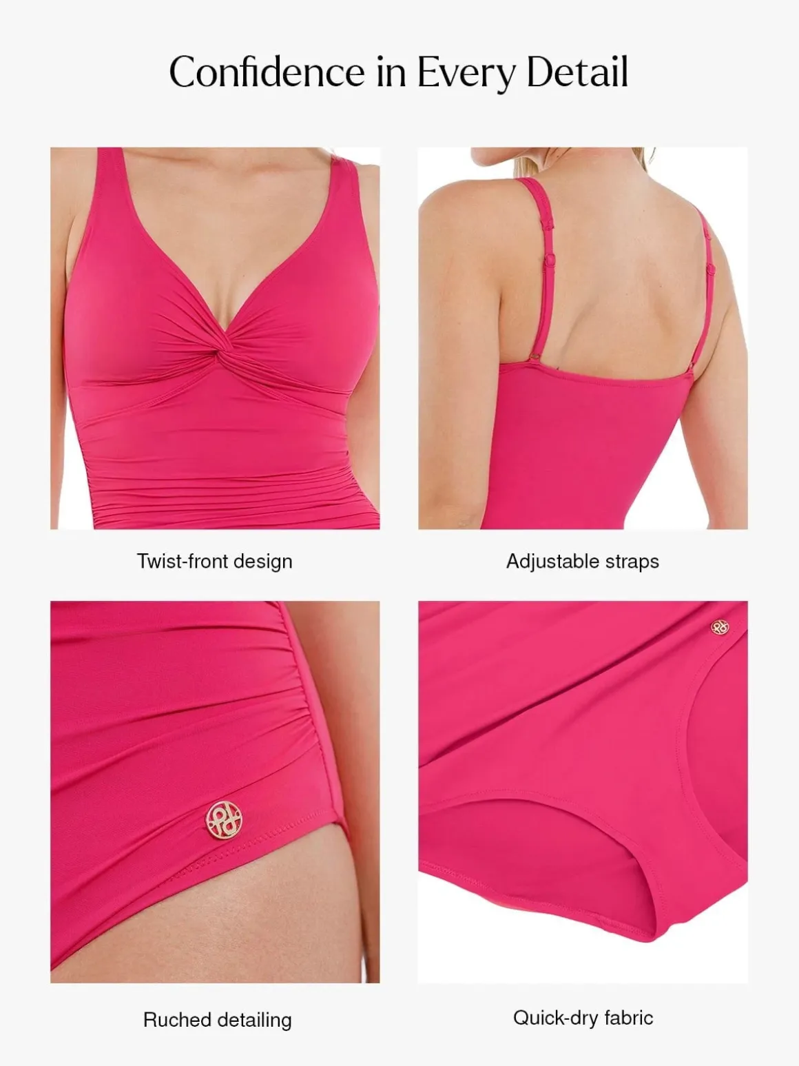 Shapewear Twist Front Ruched Sculpting Swimsuit