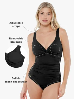 Shapewear Twist Front Ruched Sculpting Swimsuit