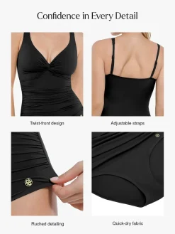 Shapewear Twist Front Ruched Sculpting Swimsuit