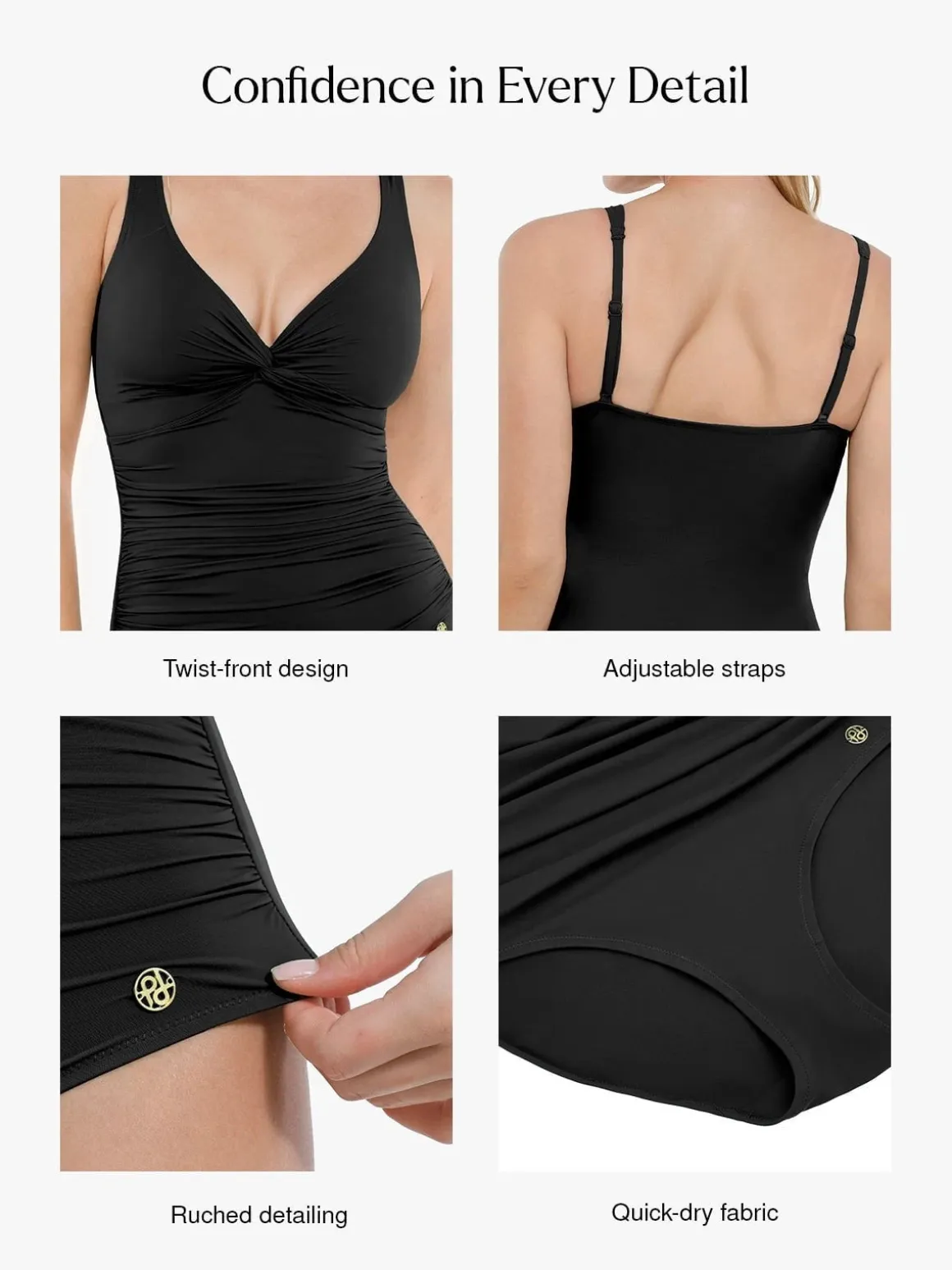 Shapewear Twist Front Ruched Sculpting Swimsuit