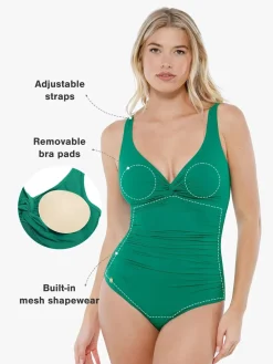 Shapewear Twist Front Ruched Sculpting Swimsuit