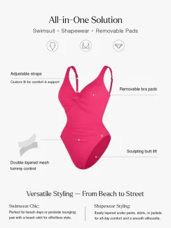 Shapewear Twist Front Ruched Sculpting Swimsuit