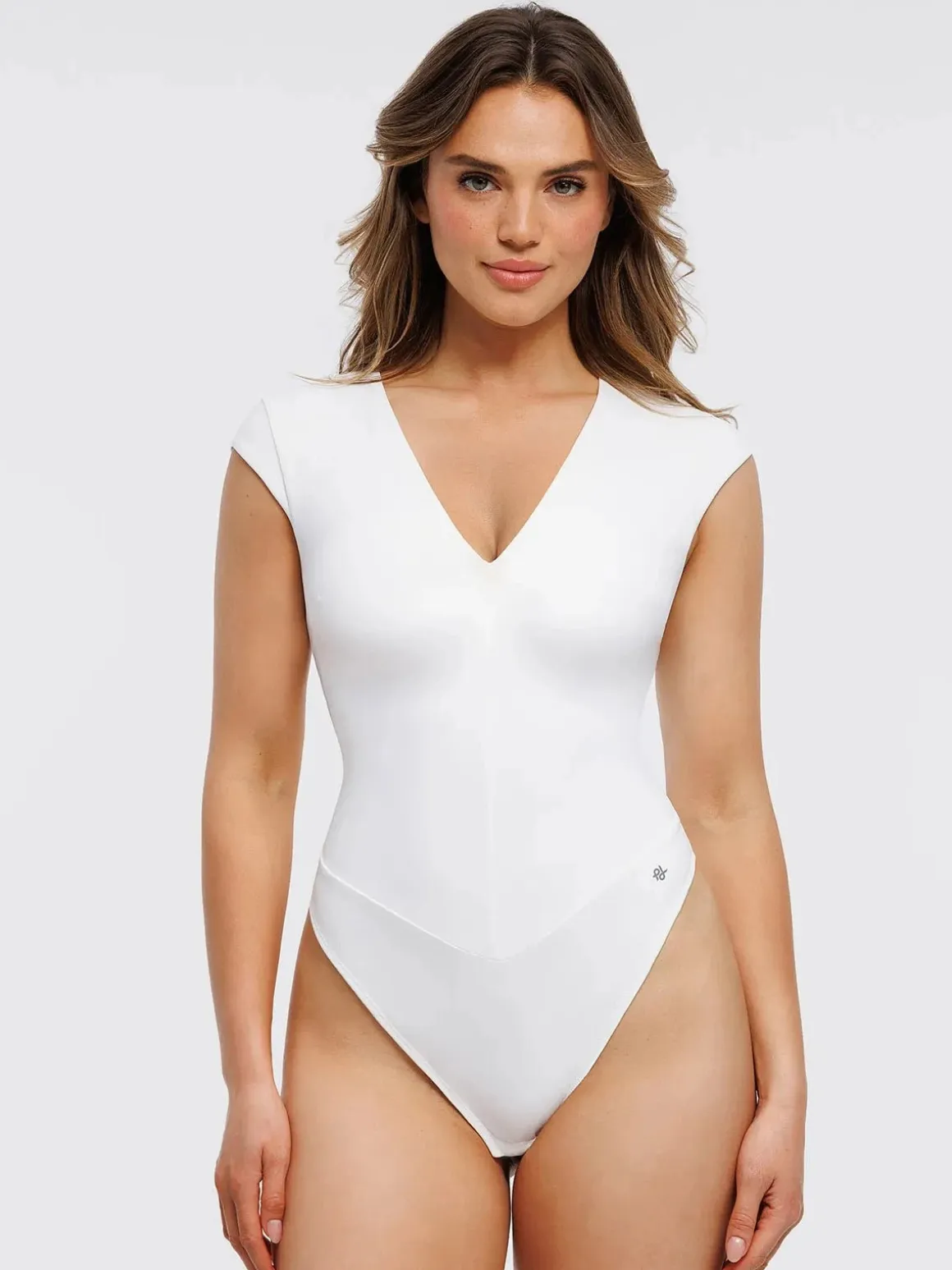 Shapewear V Neck Cap Sleeve Tummy Control Bodysuit